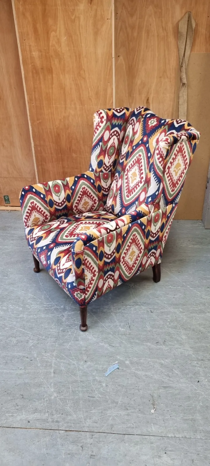 Detail of patterned raised-pile velvet upholstery